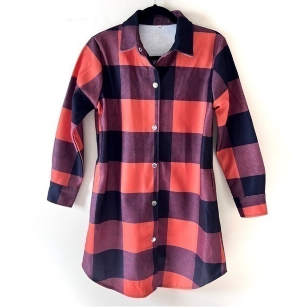 Shacket rain coat brown orange long Size M NWOT